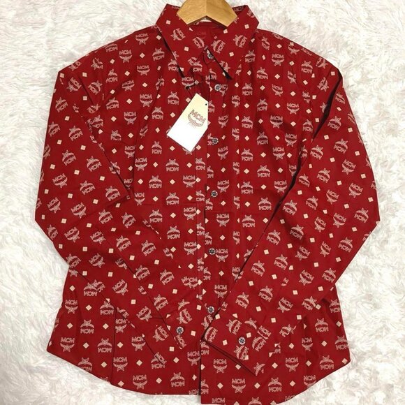 MCM red monogram button down long sleeve shirt - Picture 2 of 8